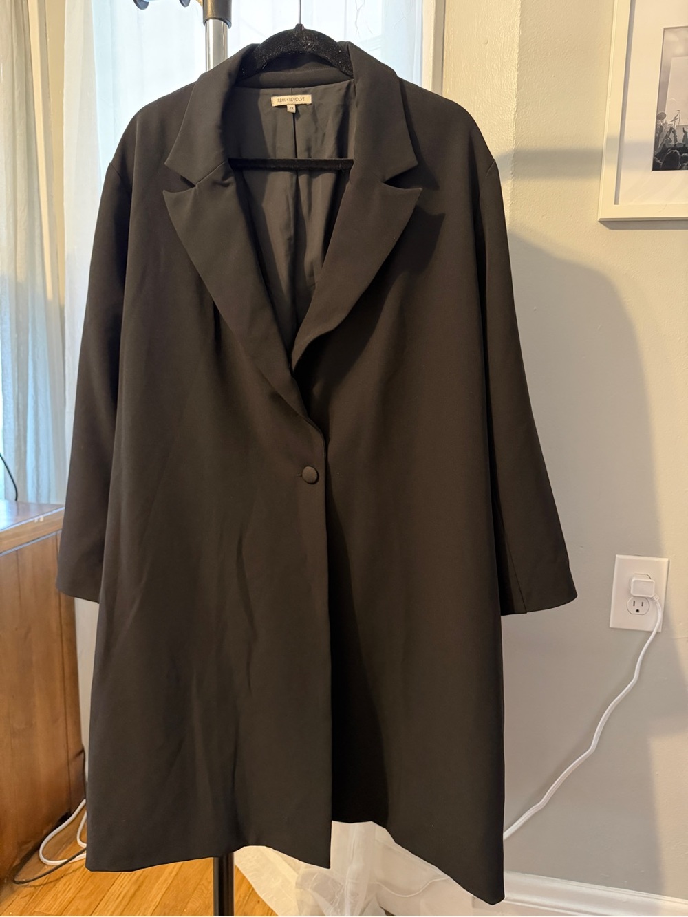 Black Oversized Midi Blazer Dress